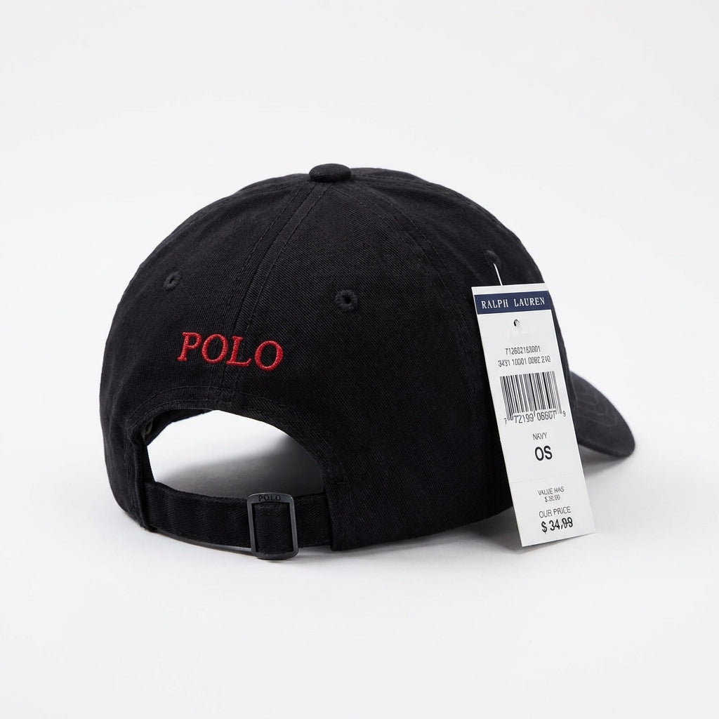 RL Classic Cap - Schwarz Kleines Pony Rot