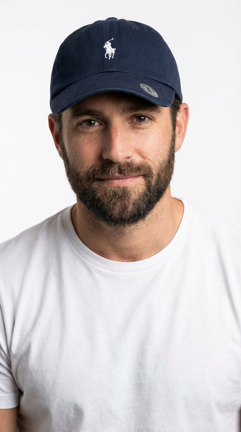 RL Classic Cap - Marineblau Kleines Pony Weiß