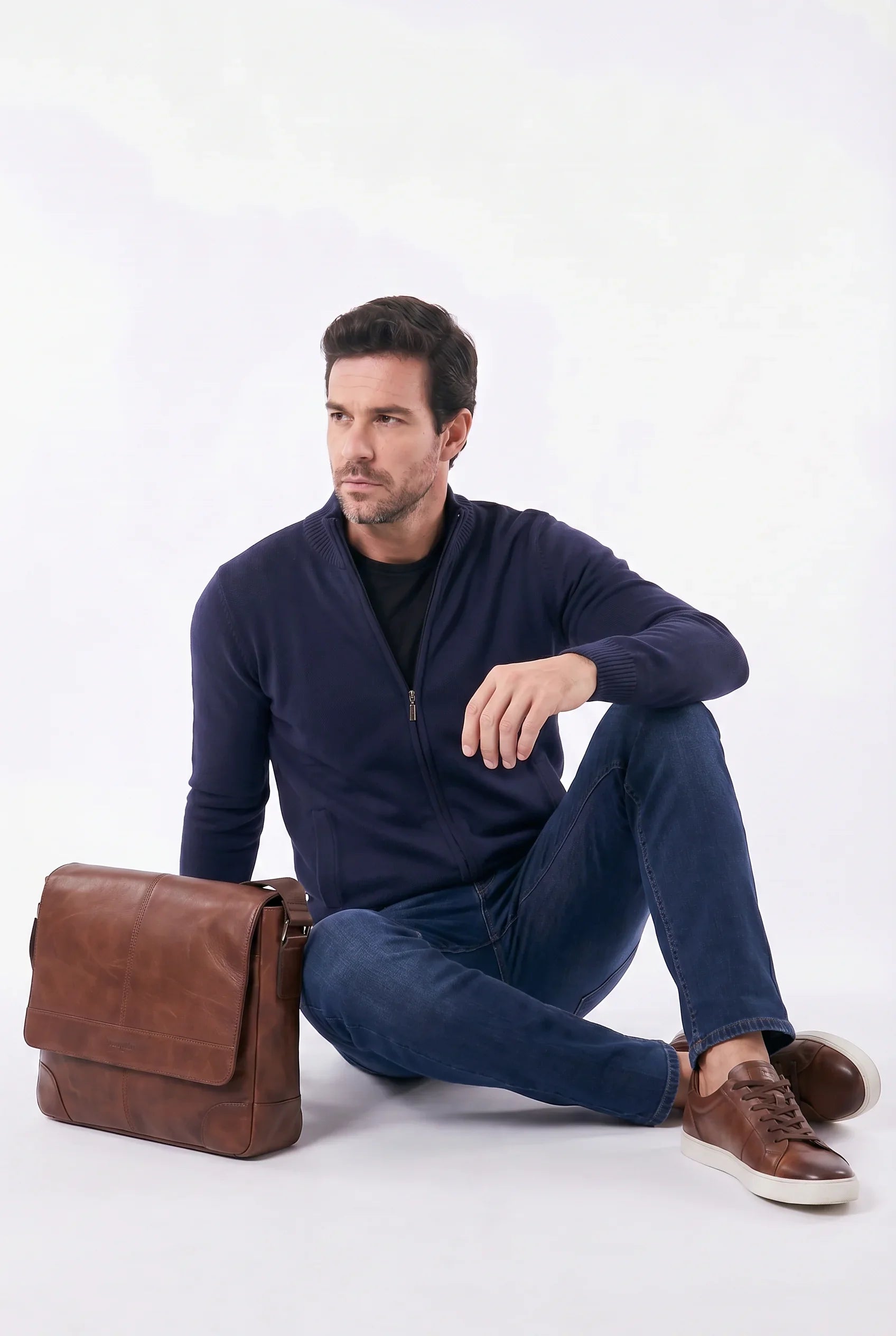 Herren Full-Zip Pullover mit Stehkragen