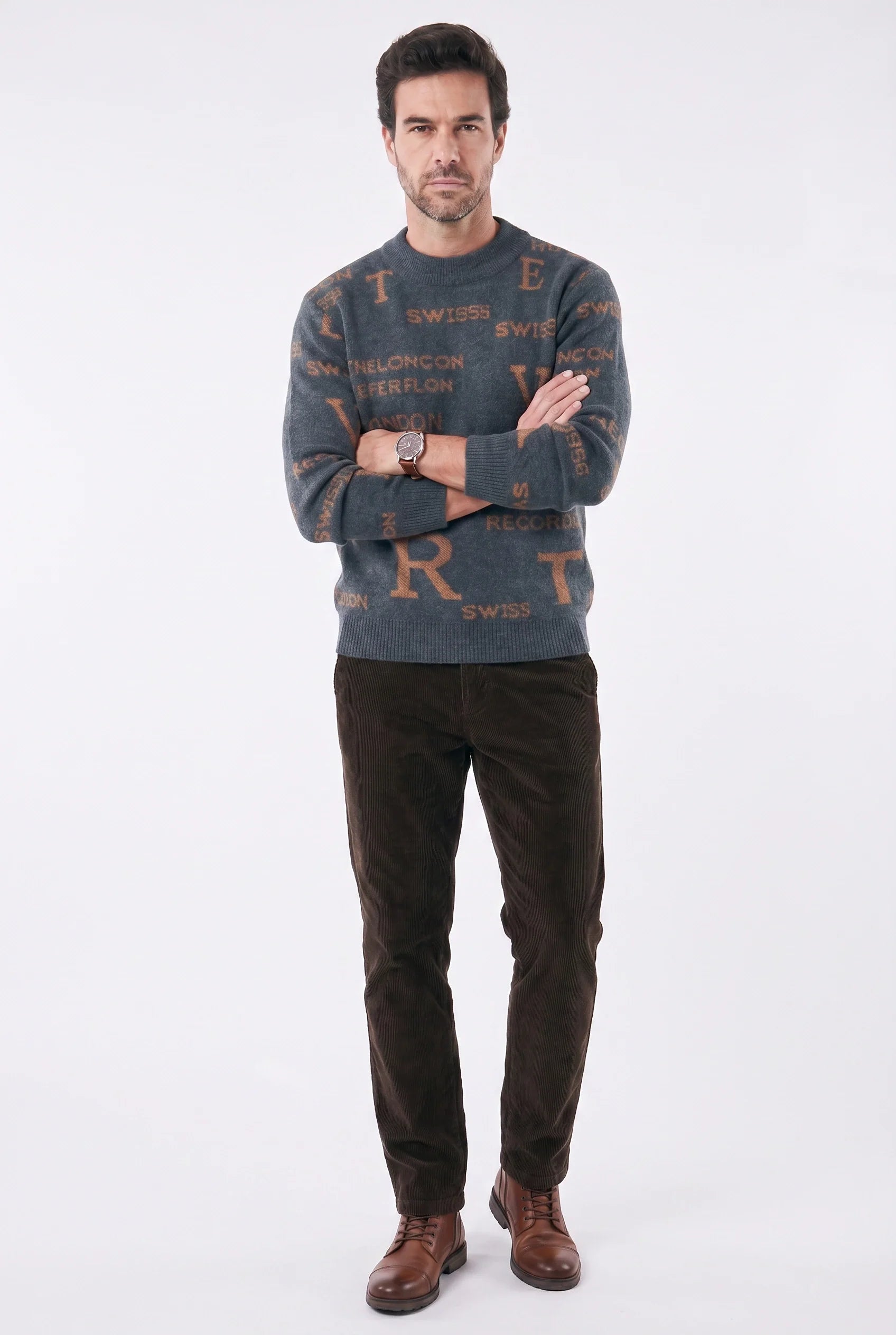 Oversized Herrenpullover mit Mock Neck