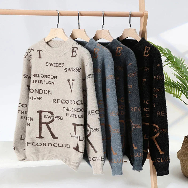 Oversized Herrenpullover mit Mock Neck