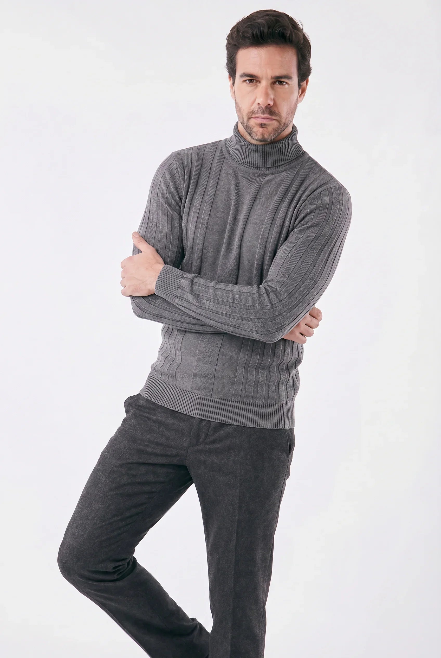 Hochkragen Pullover für Herren mit strukturiertem Schnitt