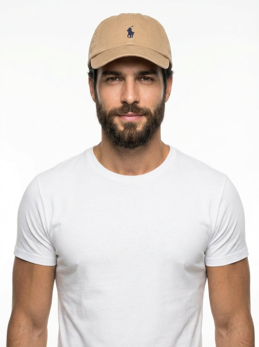 RL Classic Cap - Khaki Kleines Pony Marineblau