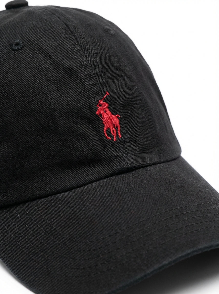RL Classic Cap - Schwarz Kleines Pony Rot