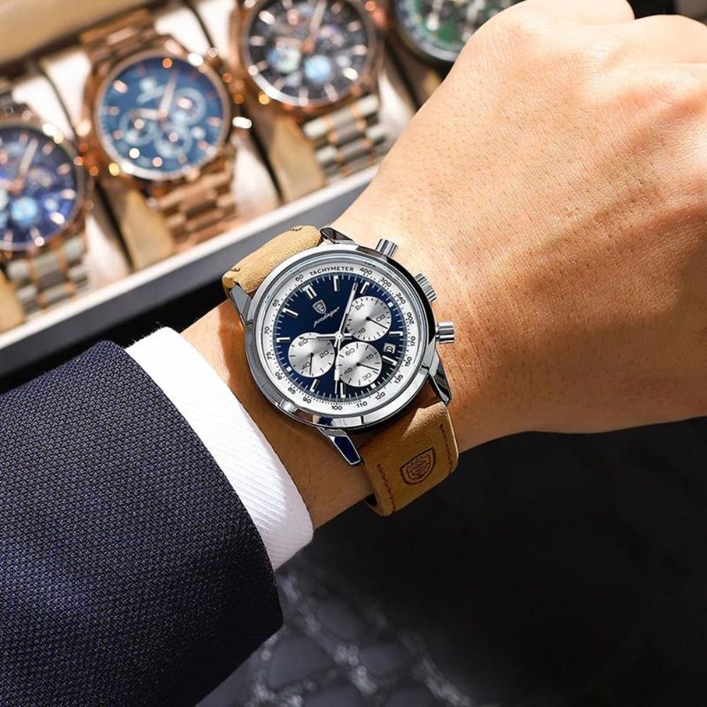 Herrenarmbanduhr mit Lederarmband Vizzani