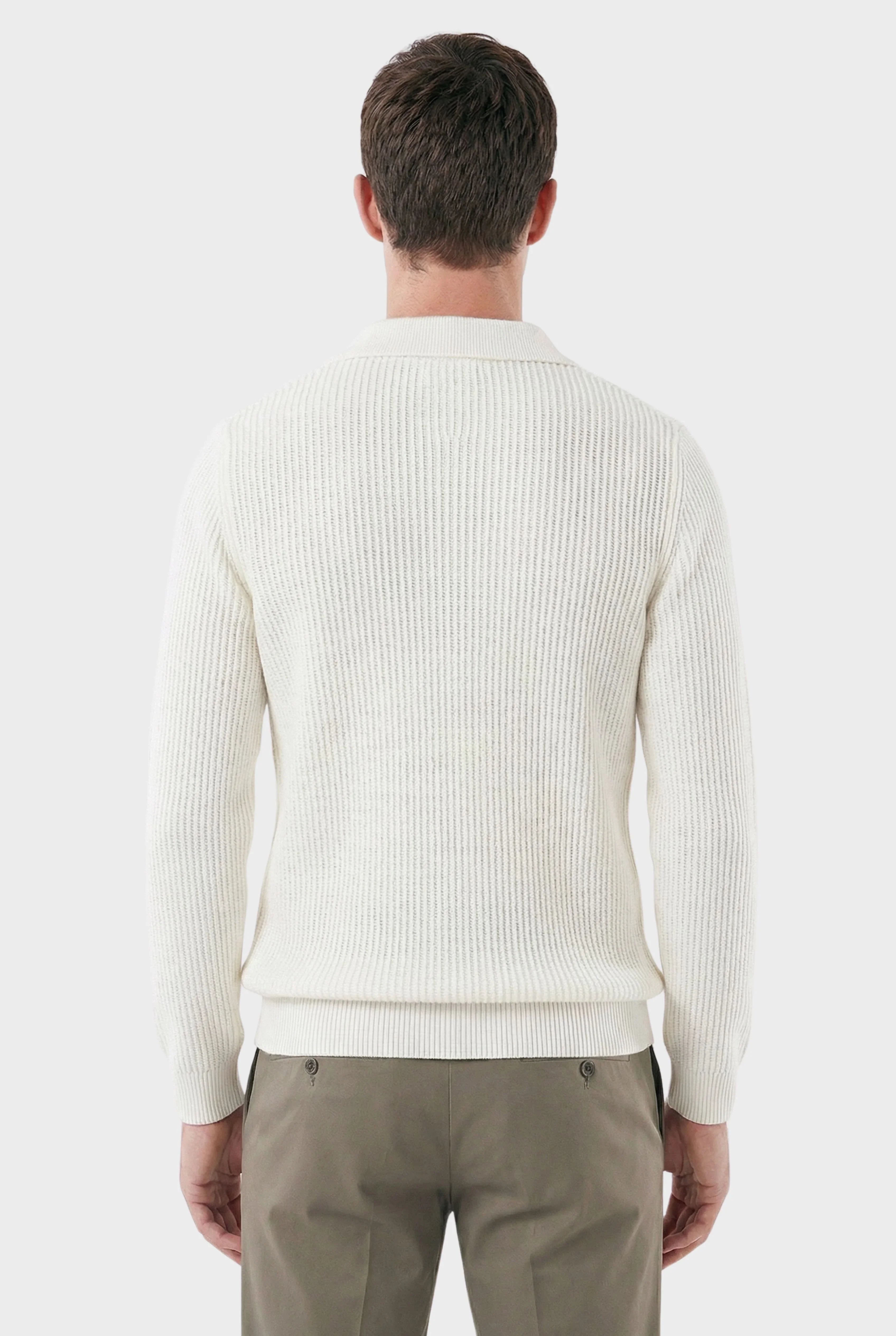 Männlicher Rippstrickpullover mit halbem Reißverschluss Dänemark