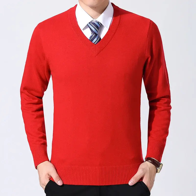 Herren-Sweater Semi-Slim mit V-Ausschnitt