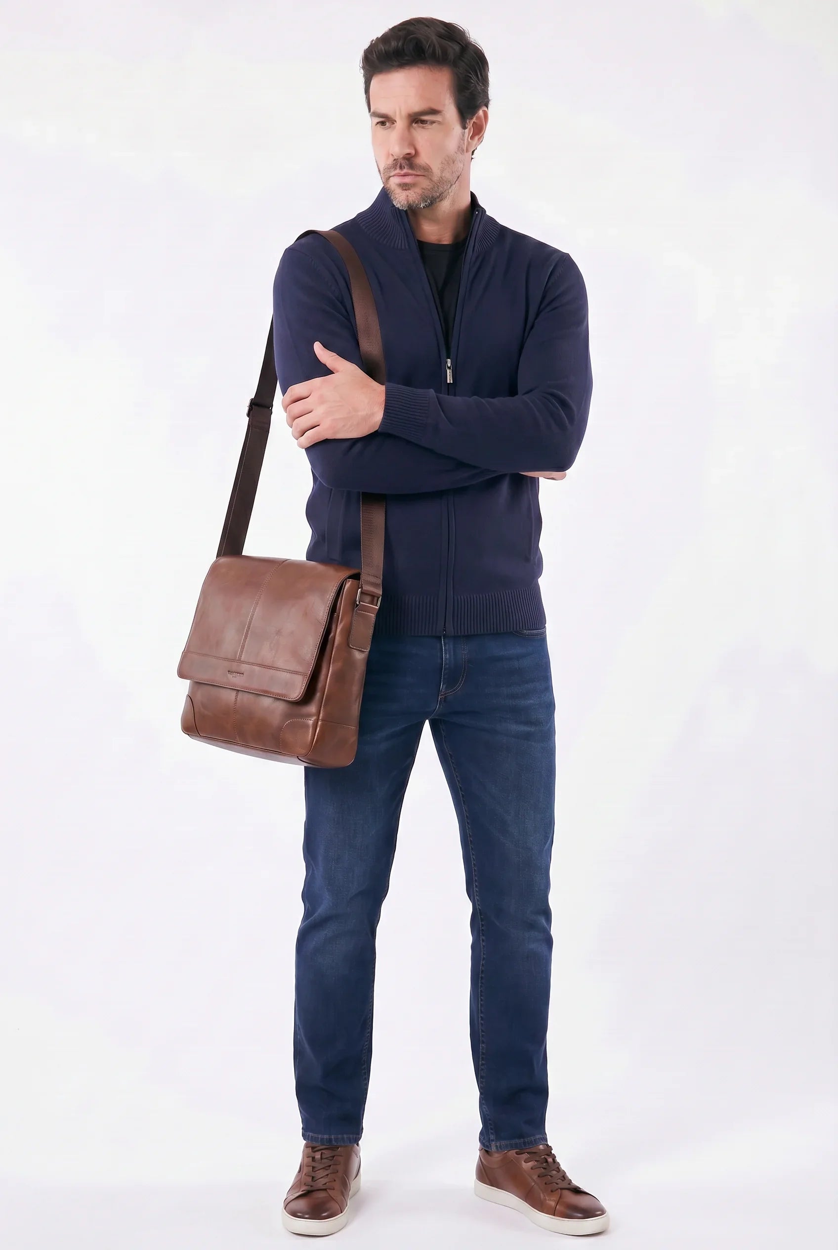 Herren Full-Zip Pullover mit Stehkragen