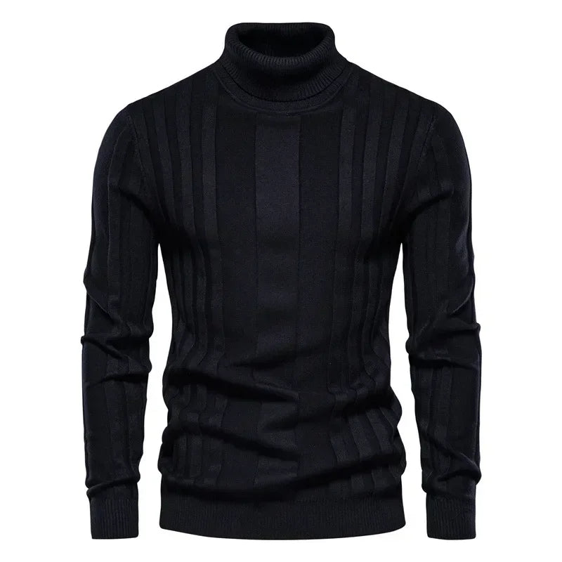 Hochkragen Pullover für Herren mit strukturiertem Schnitt