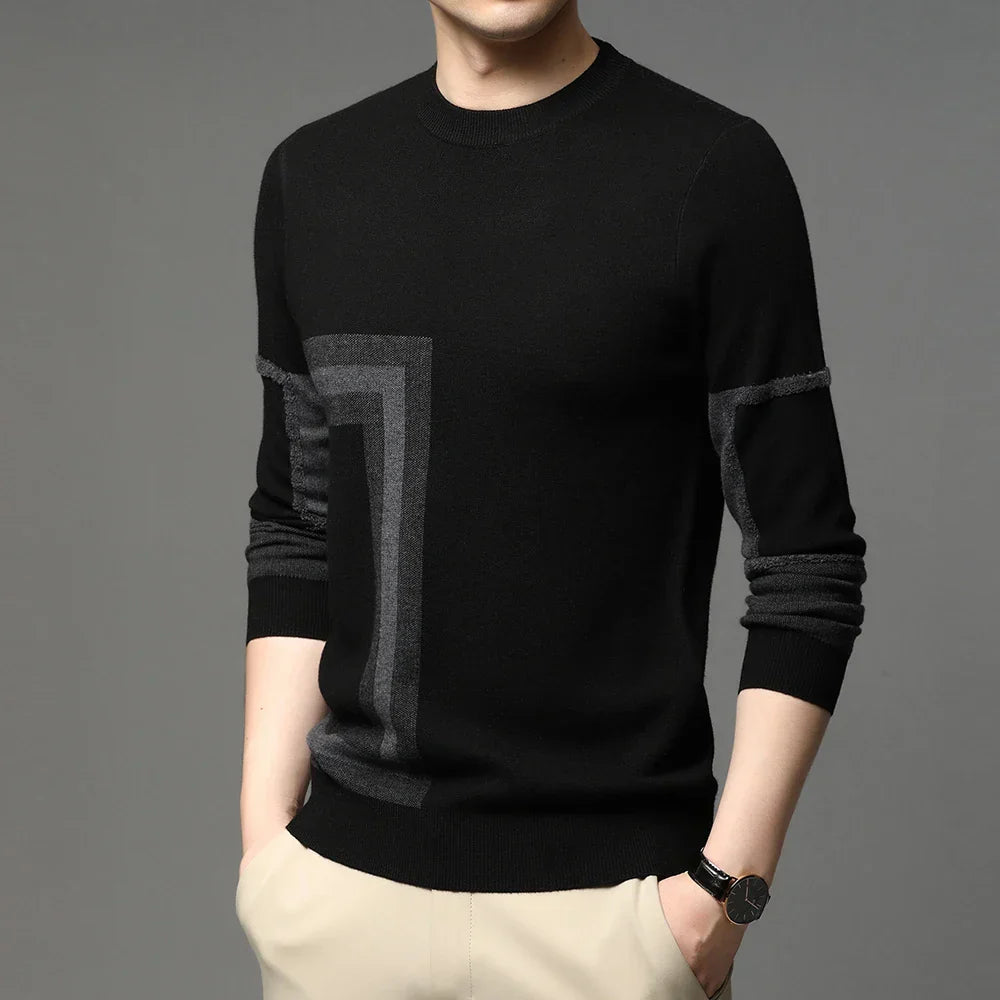Herrenpullover Atlas mit geometrischem Muster