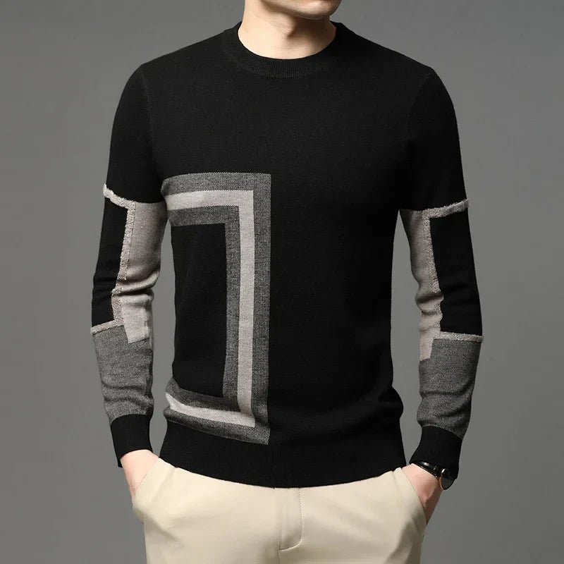 Herrenpullover Atlas mit geometrischem Muster