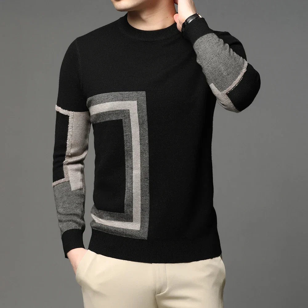Herrenpullover Atlas mit geometrischem Muster