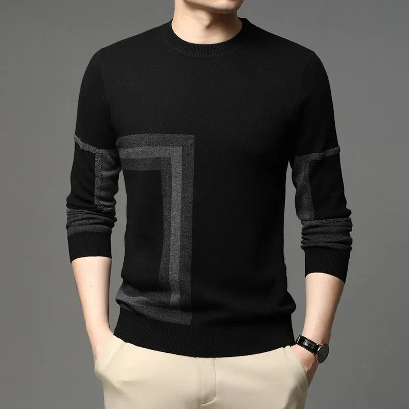 Herrenpullover Atlas mit geometrischem Muster