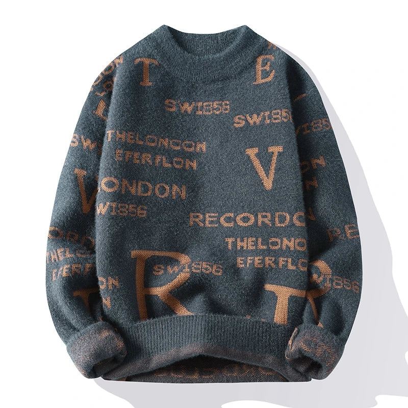 Oversized Herrenpullover mit Mock Neck