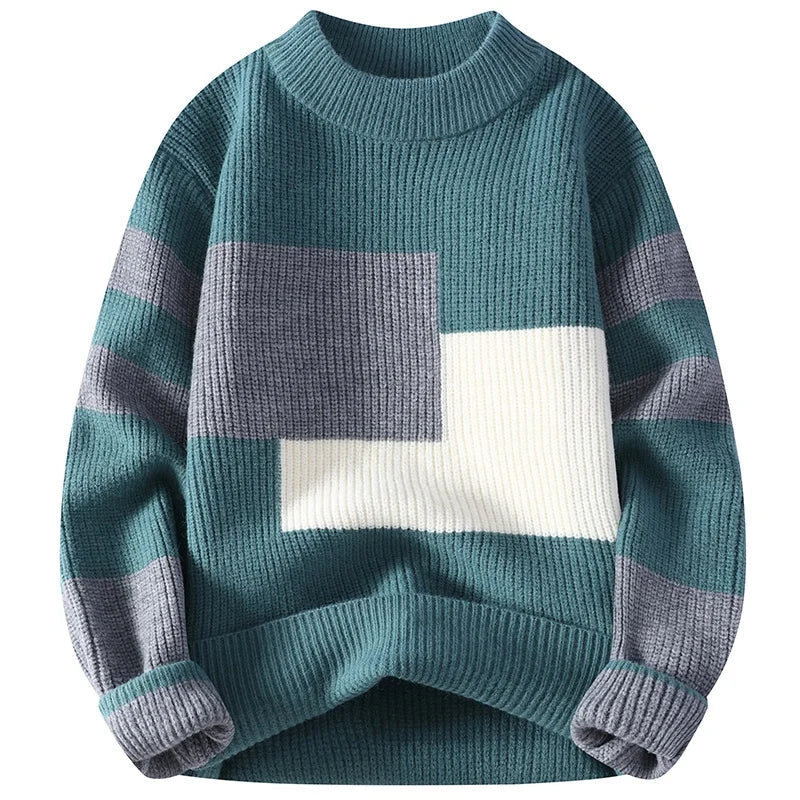 Oversized Herrenpullover mit geometrischem Rippenmuster