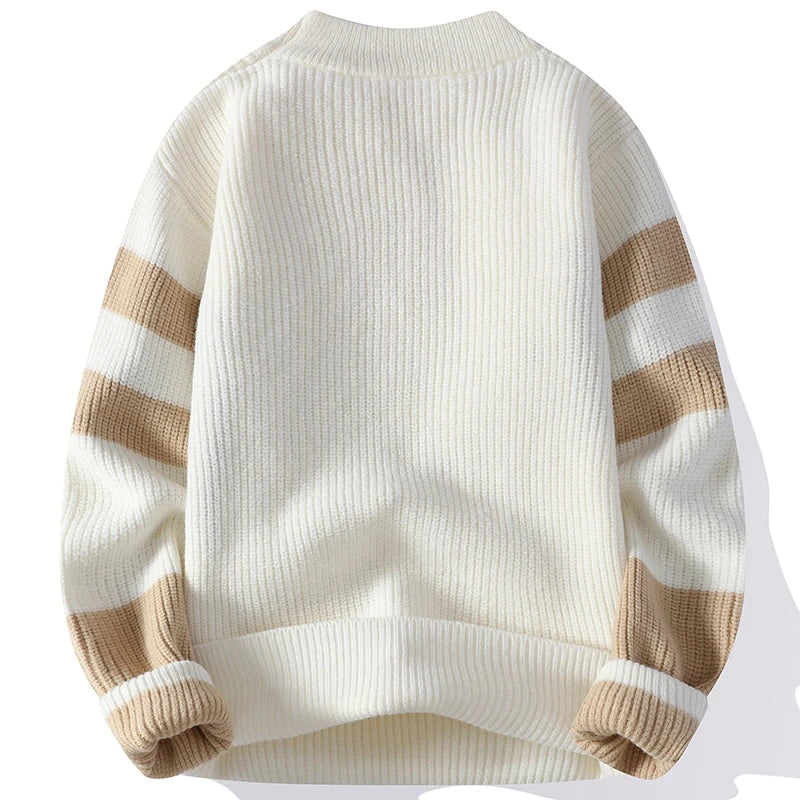 Oversized Herrenpullover mit geometrischem Rippenmuster