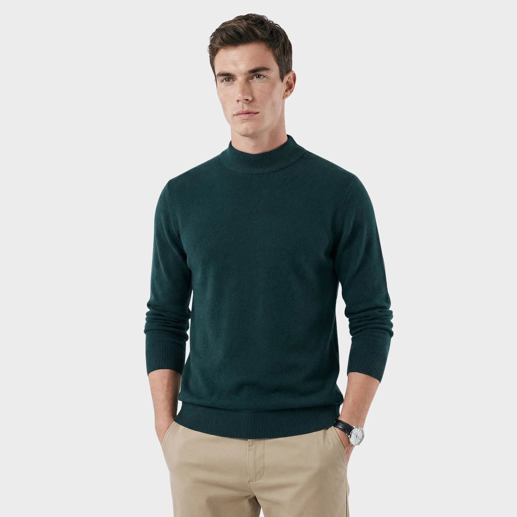 Klassischer Herrenpullover mit Stehkragen